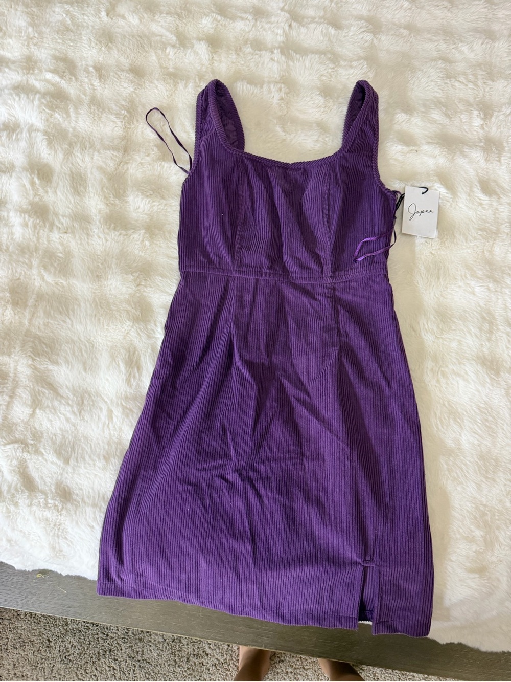 purple corduroy mini dress